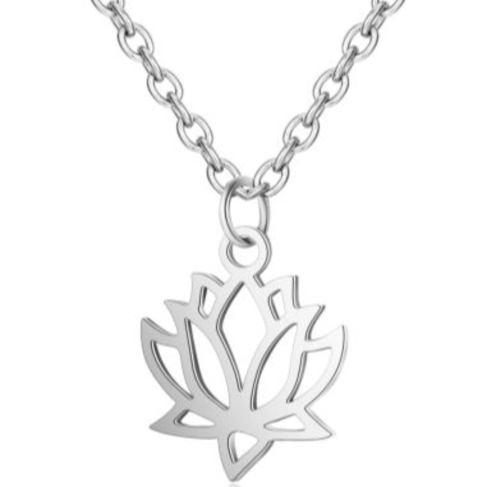 NEW Dainty Lotus Necklace Silver or Gold - Picture 2 of 5